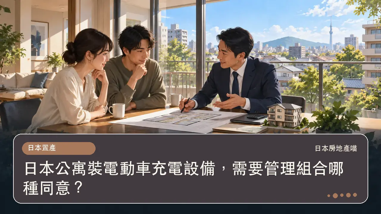 日本公寓裝電動車充電設備，需要管理組合哪種同意？主題插畫