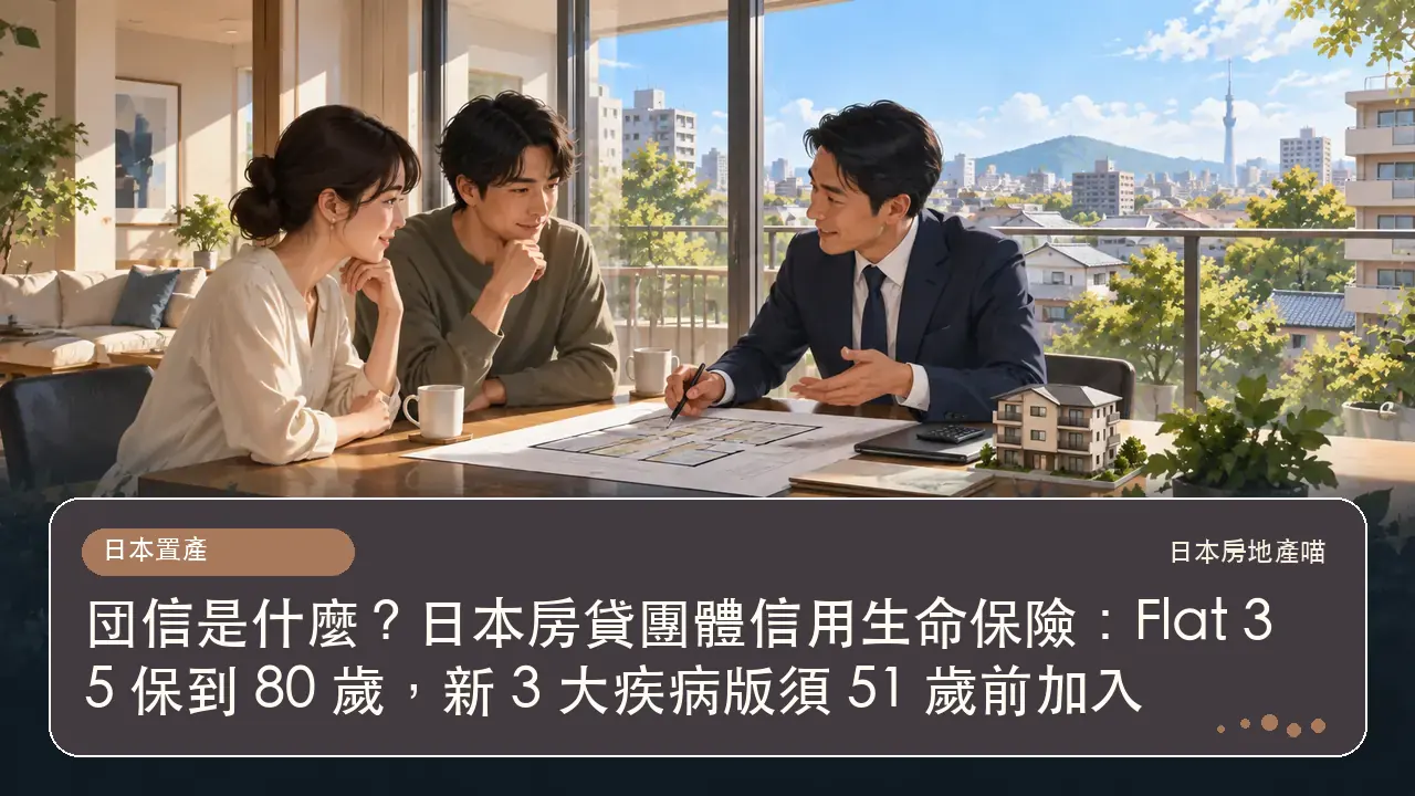 団信是什麼？日本房貸團體信用生命保險：Flat 35 保到 80 歲，新 3 大疾病版須 51 歲前加入主題插畫