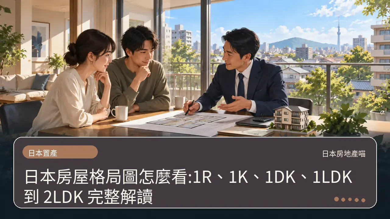 日本房屋格局圖怎麼看:1R、1K、1DK、1LDK 到 2LDK 完整解讀主題插畫
