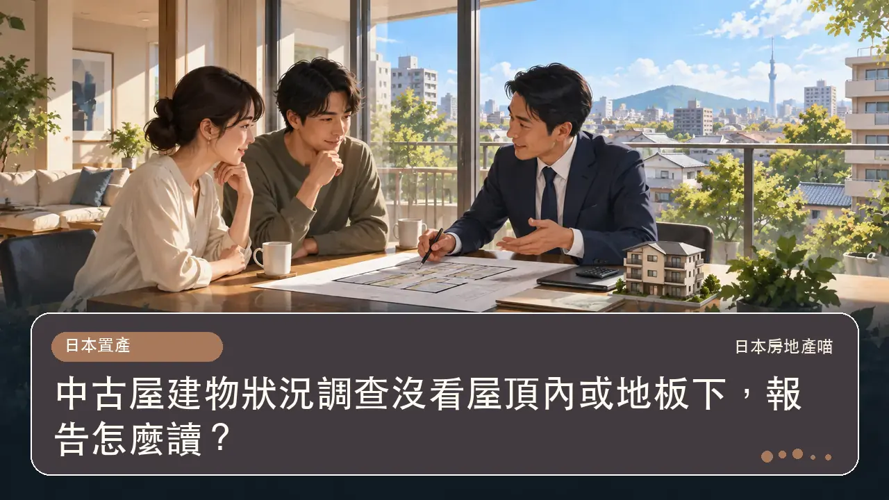 中古屋建物狀況調查沒看屋頂內或地板下,報告怎麼讀?主題插畫