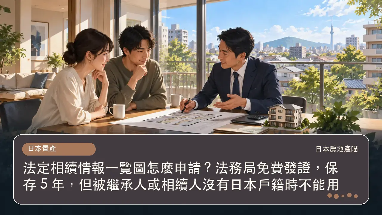 法定相續情報一覽圖怎麼申請？法務局免費發證，保存 5 年，但被繼承人或相續人沒有日本戶籍時不能用主題插畫