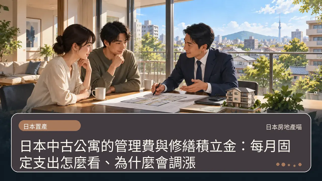 日本中古公寓的管理費與修繕積立金:每月固定支出怎麼看、為什麼會調漲主題插畫