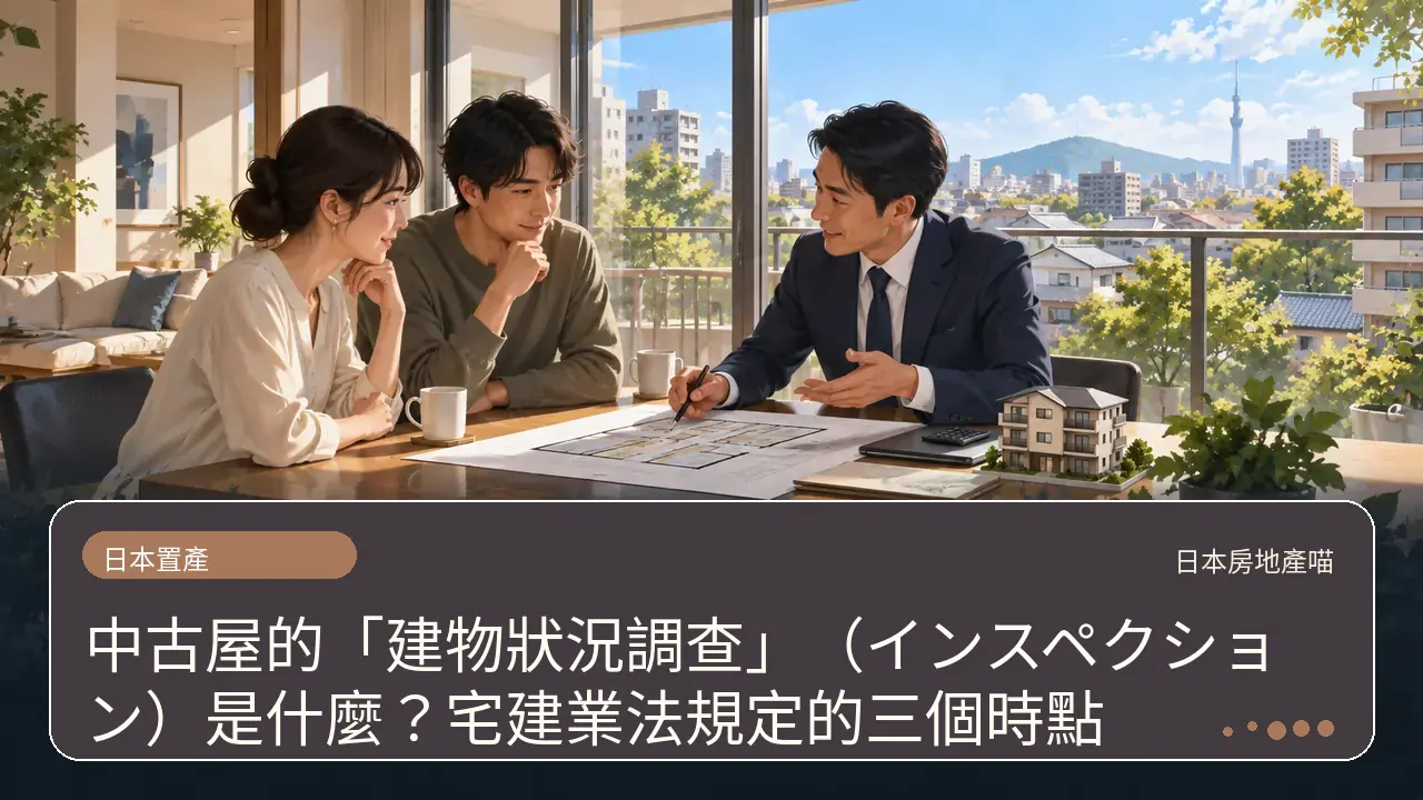 中古屋的「建物狀況調查」(インスペクション)是什麼?宅建業法規定的三個時點主題插畫